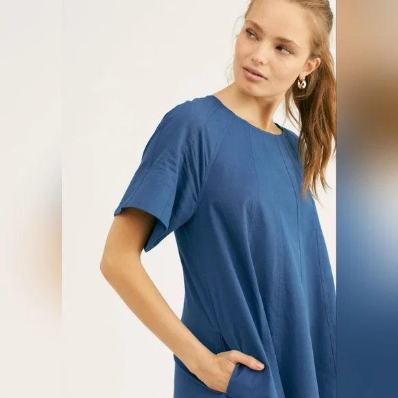 Free People Becca Short Sleeve Mini Dress Blue Size XS - Picture 9 of 9